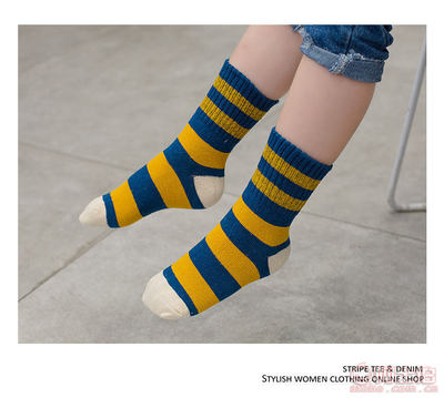 【兒童襪子純棉秋冬男童中筒女童棉襪寶寶襪中大童條紋襪子廠家批發T39】義烏市歐燁電子商務商行 - 產品庫